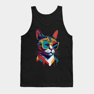 Retro Cool Cat: Vintage Vibes and Feline Flair Tank Top